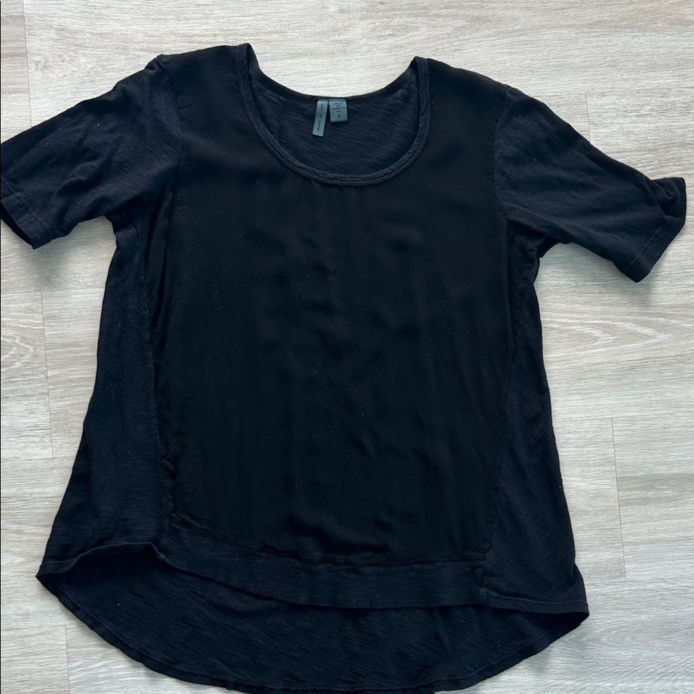Anthropologie Women’s M Black Relaxed Fit Short Sleeve T-Shirt Casual Tee
